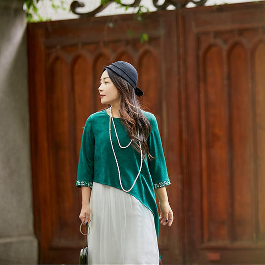 【幽幽碧玉衫】生活在左原创提花双生纱新中式绣花正反两穿衬衣女1933048 商品图7