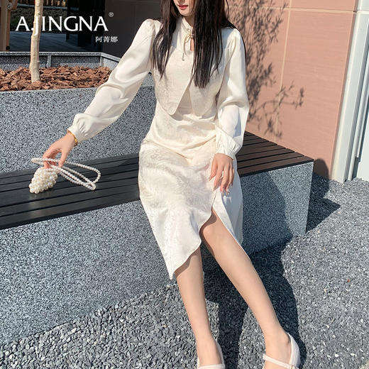 【温婉国风】阿菁娜温婉大气国风千金连衣裙F29C212009 商品图4