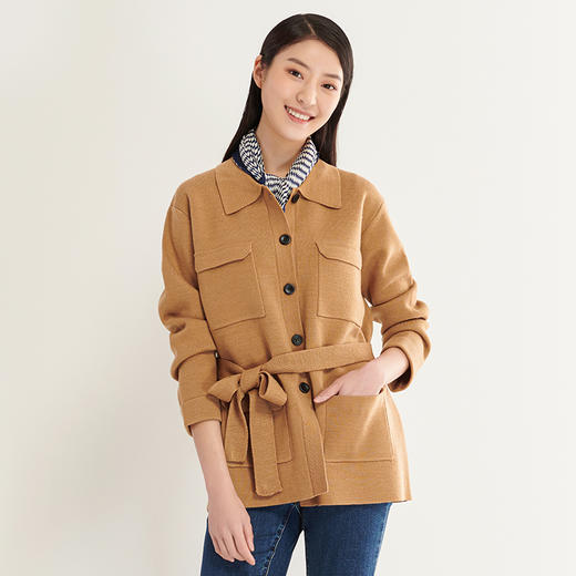 IN AND ON 精纺羊毛针织系带开衫 21411 商品图2