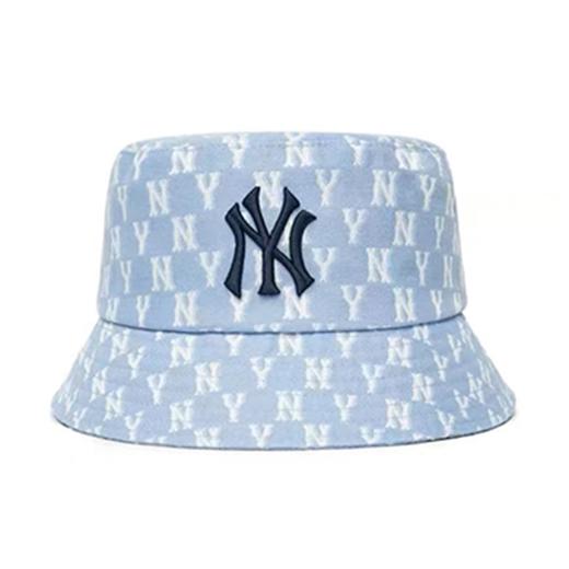 【下单送礼盒礼袋】MLB渔夫帽牛仔蓝色NY/满印遮阳帽男女同款复古老花盆帽 商品图3