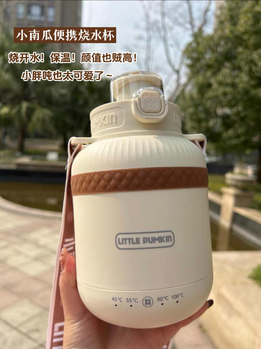 【2天左右/品牌直发】小南瓜小胖吨烧水杯，随时随地实现热水自由！4档控温+6分钟快速烧水，热水/调奶/泡茶，堪比大功率烧水壶，304不锈钢一体成型内胆，配肩带/手提带，上班/差旅/宝妈外出都能适配 ！ 商品图1