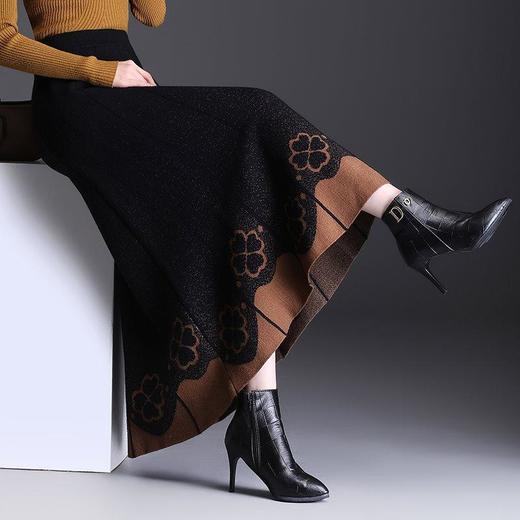 ALBB-针织长裙到脚踝半身裙冬季加厚印花毛线半截裙 商品图2