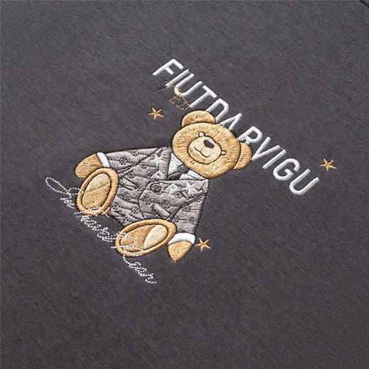 【桑蚕丝混纺】罗蒙春秋男装胸花绣花卫衣男士休闲百搭卫衣长袖圆领T恤上衣男 商品图6