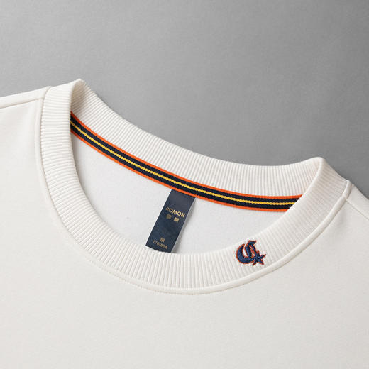 【桑蚕丝混纺 多色】罗蒙春秋男装时尚卫衣男士布标绣花卫衣时尚休闲圆领长袖T恤男 商品图7