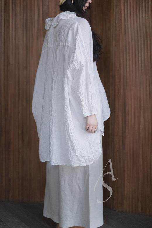 Daniela Gregis 24SS 白色系扣亚麻长衬衫 商品图3