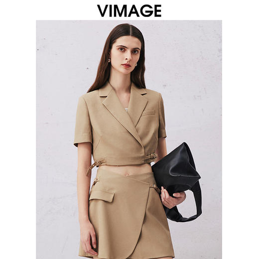VIMAGE纬漫纪夏季新款时尚显瘦小众设计纯色短外套V2103723 商品图2