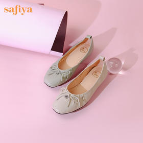 Safiya/索菲娅 2024春新款休闲蝴蝶结羊皮平软底浅口单鞋 SF41111083
