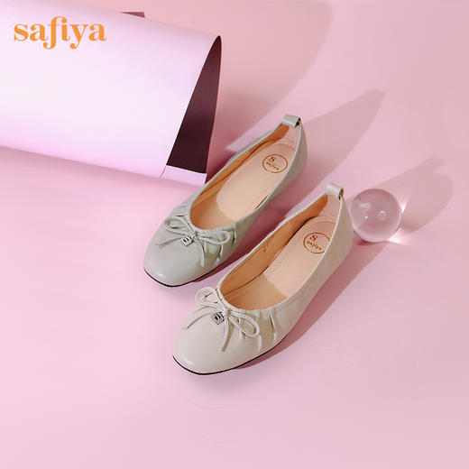 Safiya/索菲娅 2024春新款休闲蝴蝶结羊皮平软底浅口单鞋 SF41111083 商品图0