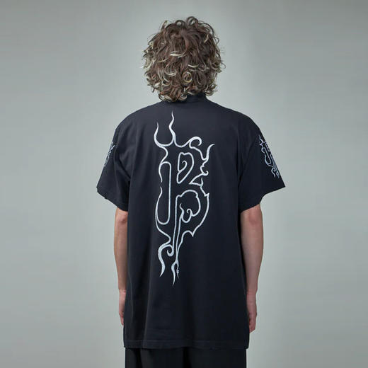 BALENCIAGA 巴黎世家 男士复古平纹针织大廓形圆领短袖T恤 黑色 739028 TPVN5 1070 商品图2