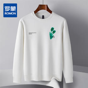 【桑蚕丝混纺】罗蒙春秋男装印花卫衣男舒适休闲百搭卫衣男长袖T恤上衣男
