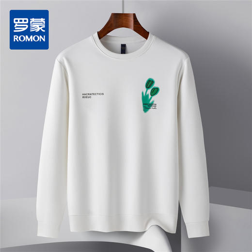 【桑蚕丝混纺】罗蒙春秋男装印花卫衣男舒适休闲百搭卫衣男长袖T恤上衣男 商品图0