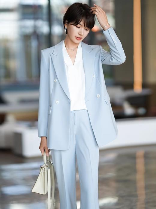 时尚蓝色职业西服套裤新款阔腿裤西装正装 商品图4