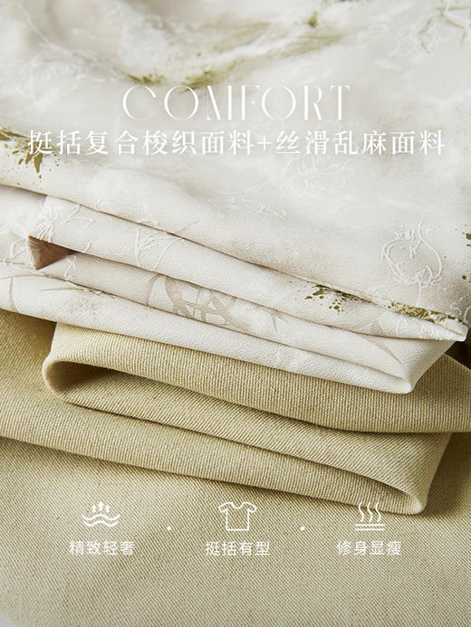 【专属特价】熙世界新中式套装女2025秋季新款国风盘扣短外套印花连衣裙两件套 商品图3