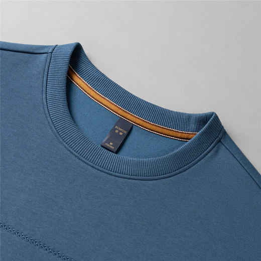 【桑蚕丝混纺】罗蒙春秋男装绣花胸标卫衣男舒适休闲百搭男长袖T恤上衣 商品图5