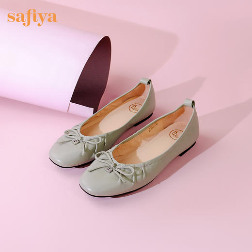 Safiya/索菲娅 2024春新款休闲蝴蝶结羊皮平软底浅口单鞋 SF41111083 商品图1