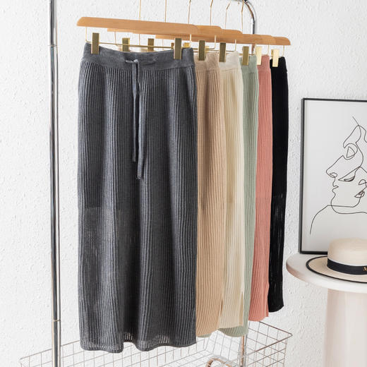 Avann坑条镂空开叉中长裙24052SS 商品图2