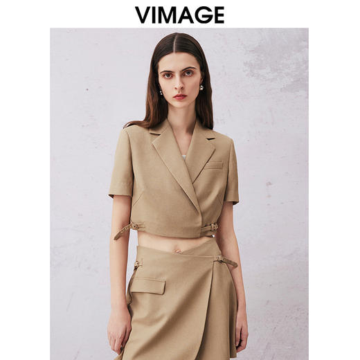 VIMAGE纬漫纪夏季新款时尚显瘦小众设计纯色短外套V2103723 商品图3
