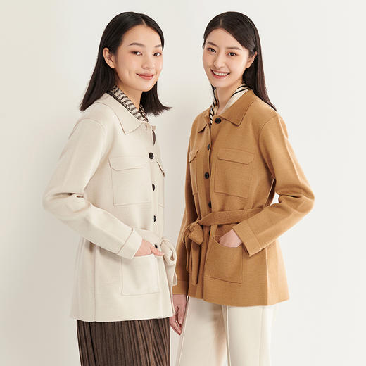 IN AND ON 精纺羊毛针织系带开衫 21411 商品图1
