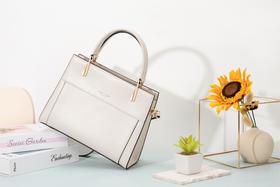 皮尔卡丹白色优雅高级感牛皮女包手提斜挎包