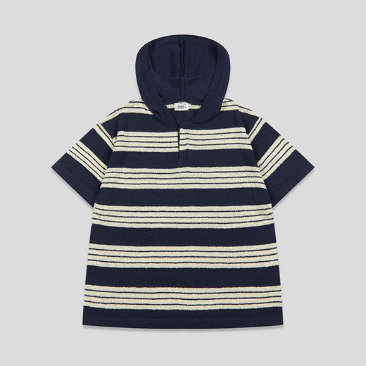 GOODBAI 916撞色条纹连帽针织短袖毛衫 商品图1