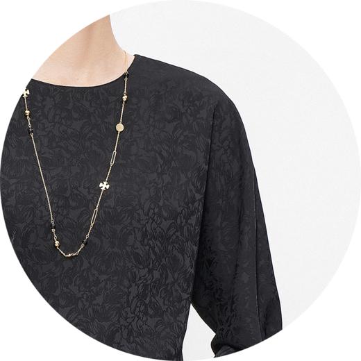 HJ1T13_栗壳色 / 漆黑色_ T 恤_四季_气质优雅暗纹提花圆领蝙蝠袖长袖垂感显瘦百搭上衣_高级女装_BERNIEELEN 伯妮斯茵 商品图9