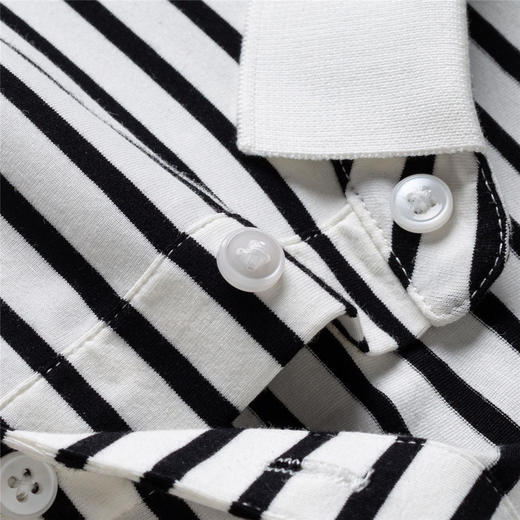 【桑蚕丝混纺】罗蒙春秋翻领长袖绣花胸标海魂衫polo衫男长袖男士条纹polo衫长袖 商品图8