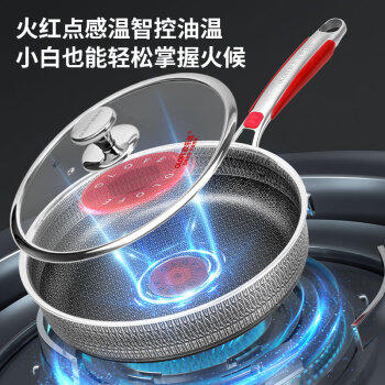 欧乐菲（OLOFE）抗菌平底煎锅316L不锈钢双面蜂窝不粘早餐牛排烙饼烤肉煎蛋锅26cm 商品图1