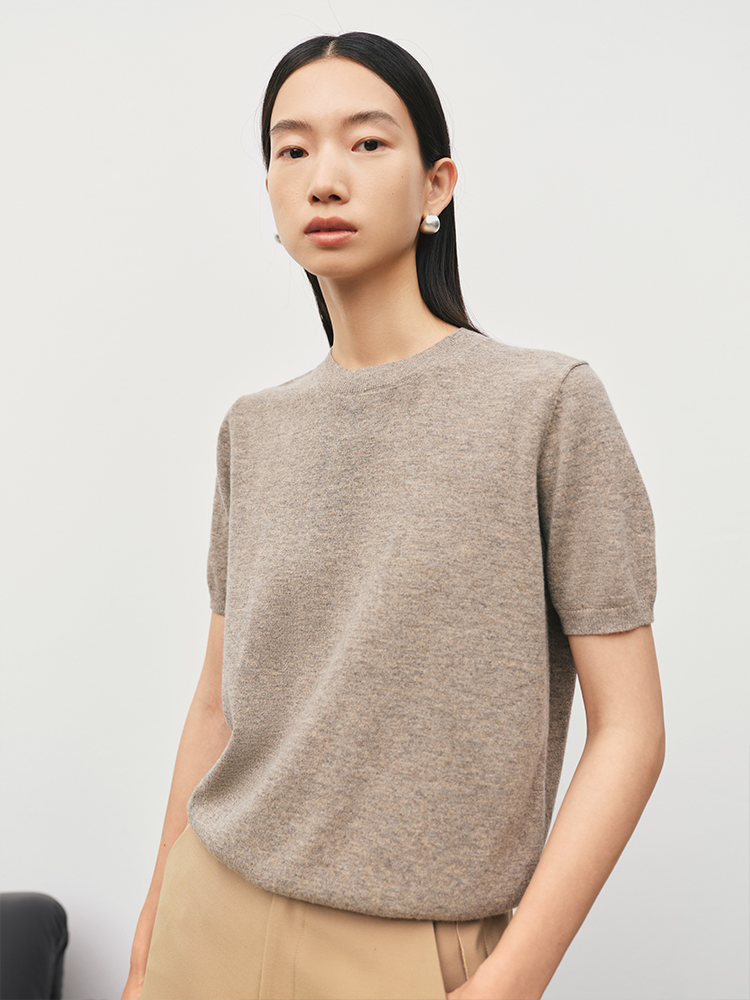 羊绒羊毛圆领松弛短袖毛衫FJ5057243