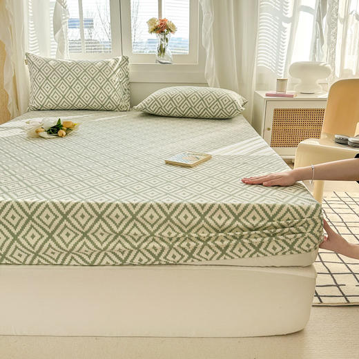 自然醒纯棉老粗布床笠单件全棉床垫保护罩防尘罩全包防滑席梦思保护套夏JY 商品图6