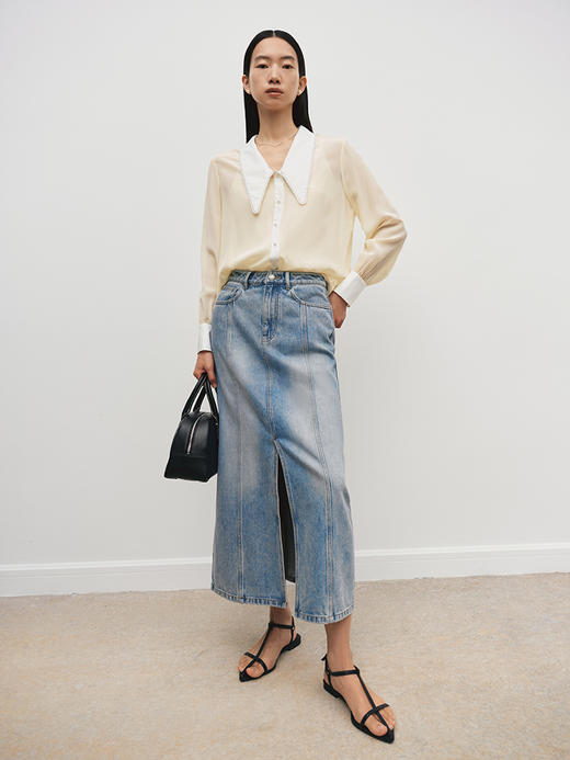 美式复古前开叉直筒牛仔半裙FB4955243 商品图10