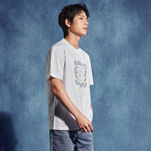 【非遗苗绣蝴蝶妈妈系列】柒牌短袖T恤男夏季薄款索罗纳休闲体恤	126T72740 商品图1