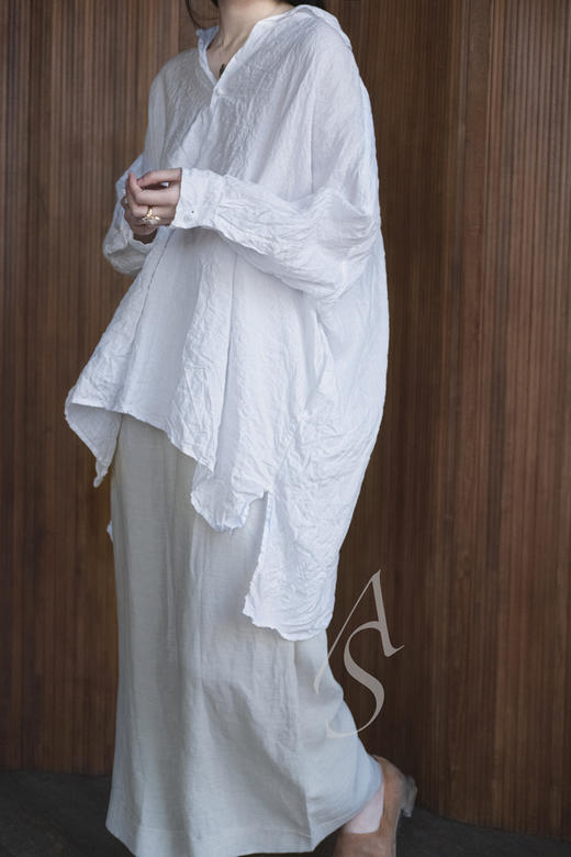 Daniela Gregis 24SS 白色系扣亚麻长衬衫 商品图2