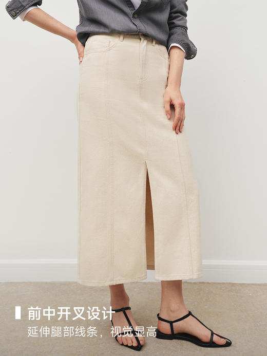 美式复古前开叉直筒牛仔半裙FB4955243 商品图3