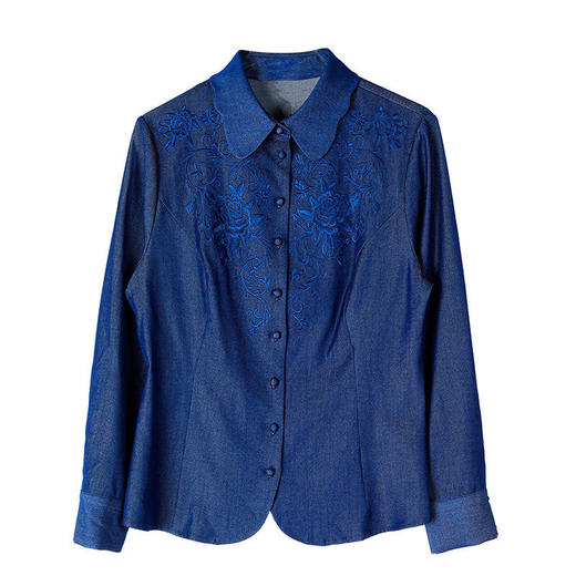 ALBB-新款设计感蓝色牛仔衬衫高级感重工艺刺绣女装修身上衣服 商品图4
