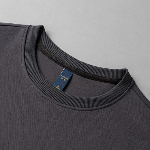 【桑蚕丝混纺】罗蒙春秋男装绣花胸标卫衣男士舒适休闲百搭卫衣圆领长袖T恤上衣男 商品图4