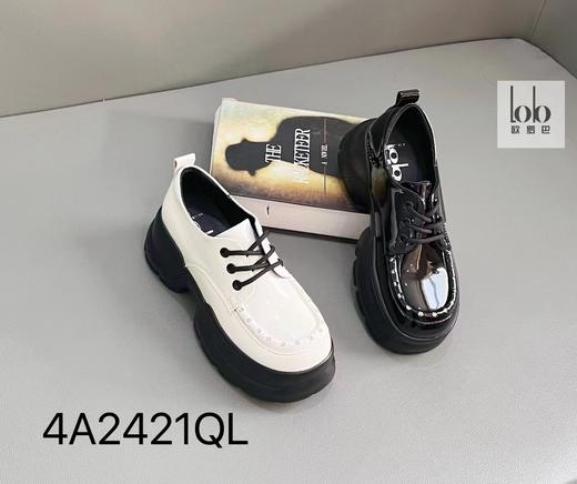 欧罗巴女鞋2024春季新款真皮松糕底圆头系带英伦风单鞋 商品图0