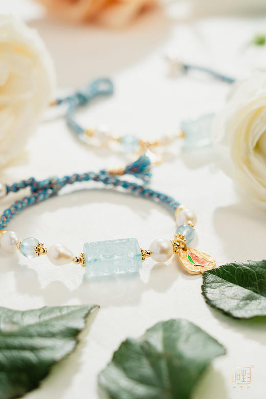 海蓝宝藏式编制风项链 手链 商品图3