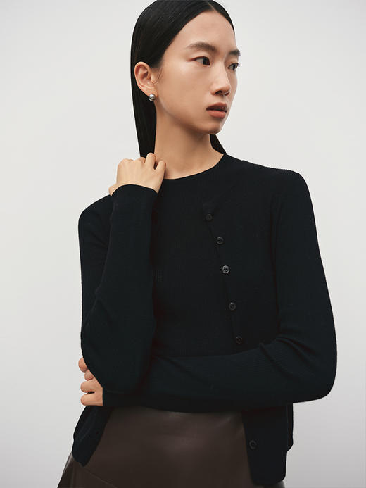 超细美丽诺羊毛圆领毛织背心 FJ5018243 商品图2