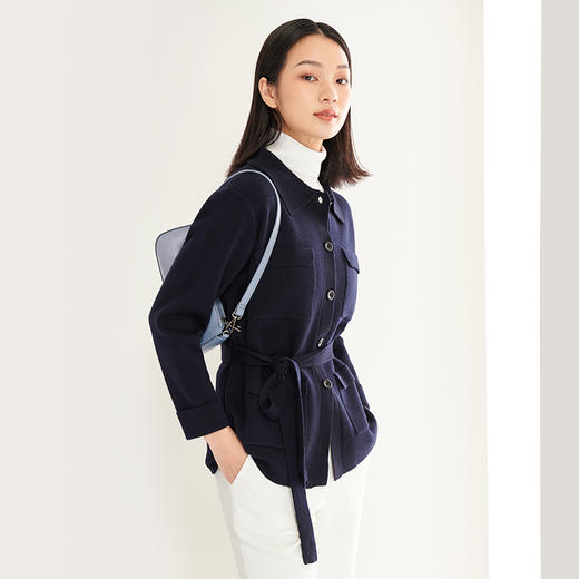 IN AND ON 精纺羊毛针织系带开衫 21411 商品图3