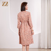 佐尔美春季新品 优雅气质小碎花腰带桑蚕丝连衣裙女E23LS28 商品缩略图4