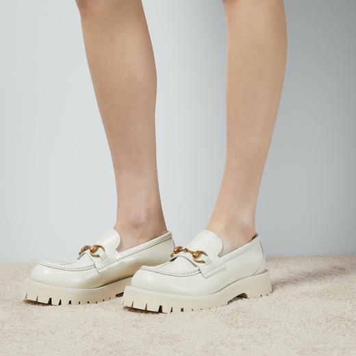 GUCCI 古驰 女士马衔扣沟纹鞋底乐福鞋 米色 761987 DS800 9050 商品图3
