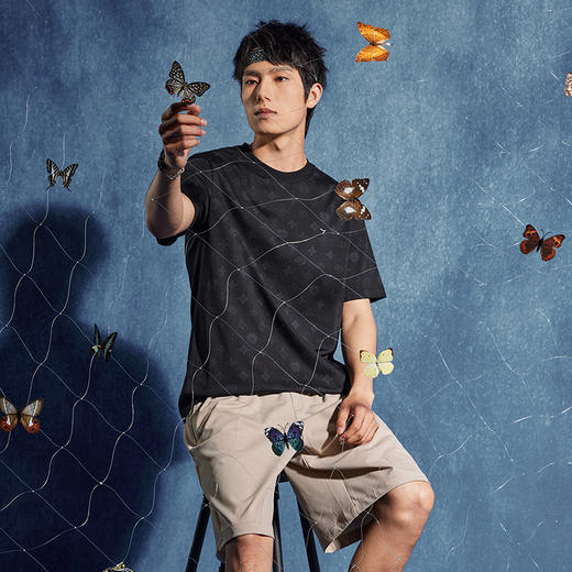 【特价】【非遗苗绣蝴蝶妈妈系列】柒牌短袖T恤男夏季凉感冰藻泥满印上衣	126T72780 商品图3