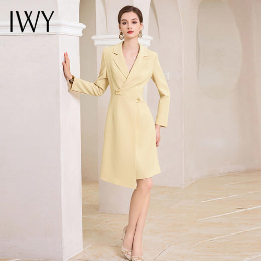 IWY/黄色职业西装裙女春秋正装连衣裙演讲面试通勤ol常规Q1005 商品图1