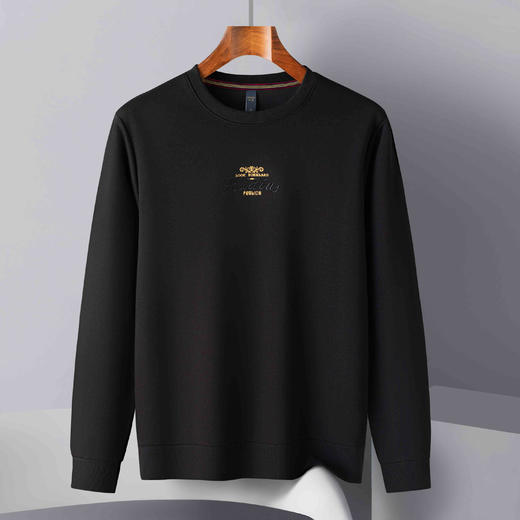 14LP37270【桑蚕丝混纺】罗蒙春秋胸花绣花卫衣男士舒适休闲百搭卫衣男圆领长袖T恤上衣男 商品图4