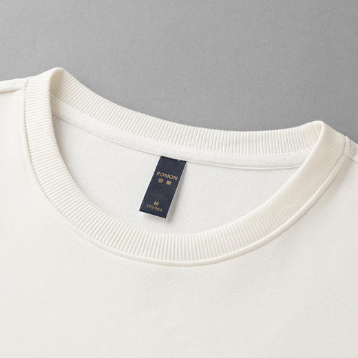 【桑蚕丝混纺】罗蒙春秋男装胸花字终绣花卫衣男士舒适休闲百搭圆领长袖T恤上衣男 商品图9