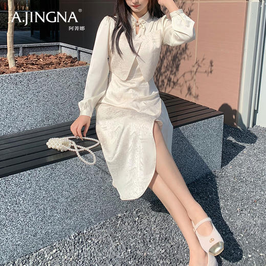 【温婉国风】阿菁娜温婉大气国风千金连衣裙F29C212009 商品图0