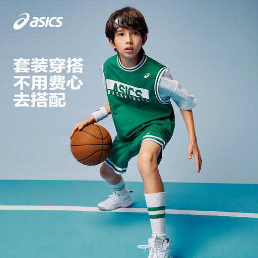 ASICS/亚瑟士童装2024春夏季男女童吸湿速干篮球套装短袖T恤短裤 商品图3