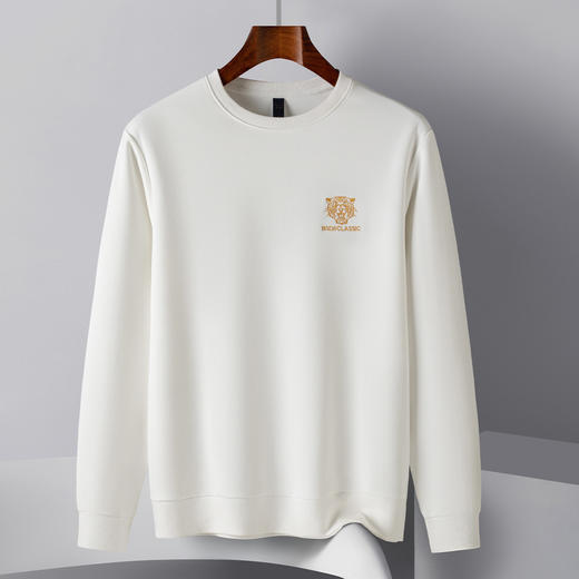 【桑蚕丝混纺】罗蒙春秋男装虎头卫衣胸花绣花卫衣男士舒适休闲百搭卫衣圆领长袖T恤上衣男 商品图7