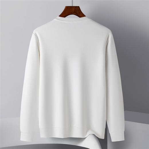 【桑蚕丝混纺】罗蒙春秋款胸花绣花卫衣男士休闲百搭男纯色卫衣长袖圆领T恤上衣男 商品图5