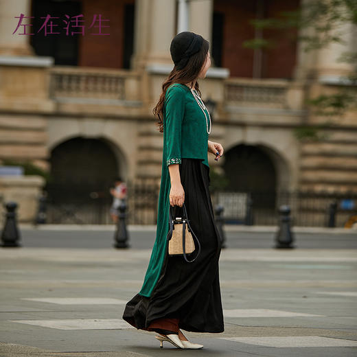 【幽幽碧玉衫】生活在左原创提花双生纱新中式绣花正反两穿衬衣女1933048 商品图13